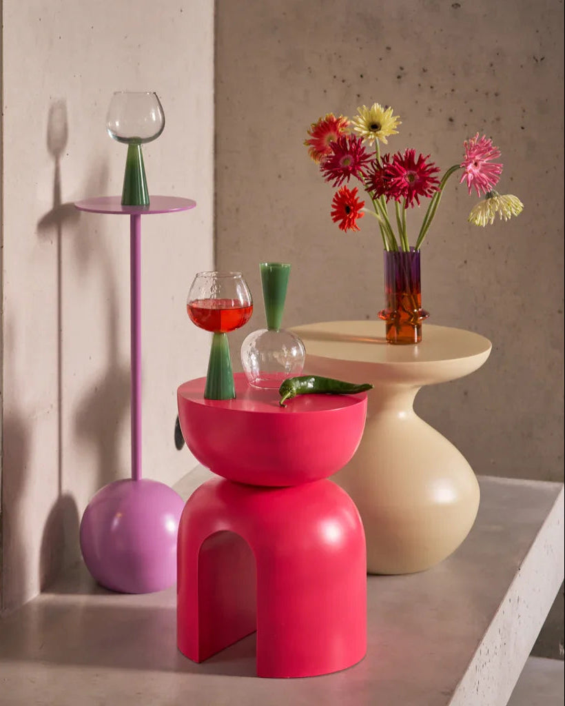 Tummy - side table in metallo, bianco avorio