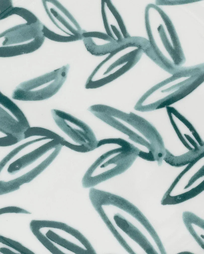 Good Morning - piatto con foglie verde acqua dipinte a mano, Ø17 cm