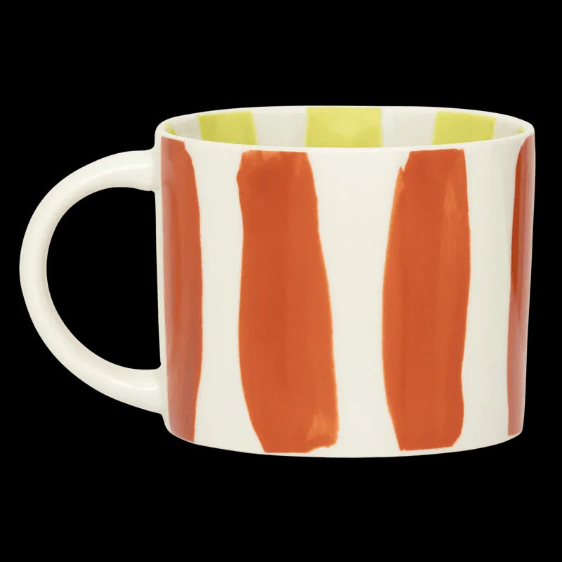 LINDA - Set 4 tazze a righe stampate all'interno e all'esterno rosso, giallo