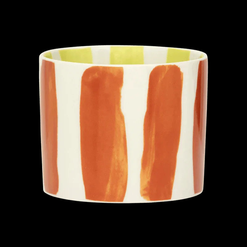 LINDA - Set 4 tazze a righe stampate all'interno e all'esterno rosso, giallo