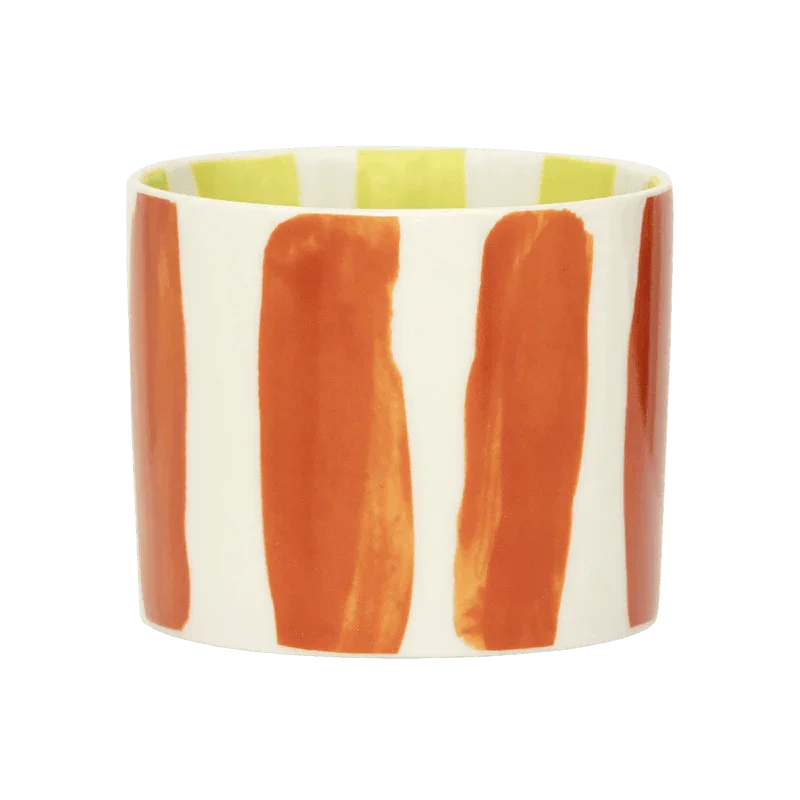 LINDA - Set 4 tazze a righe stampate all'interno e all'esterno rosso, giallo