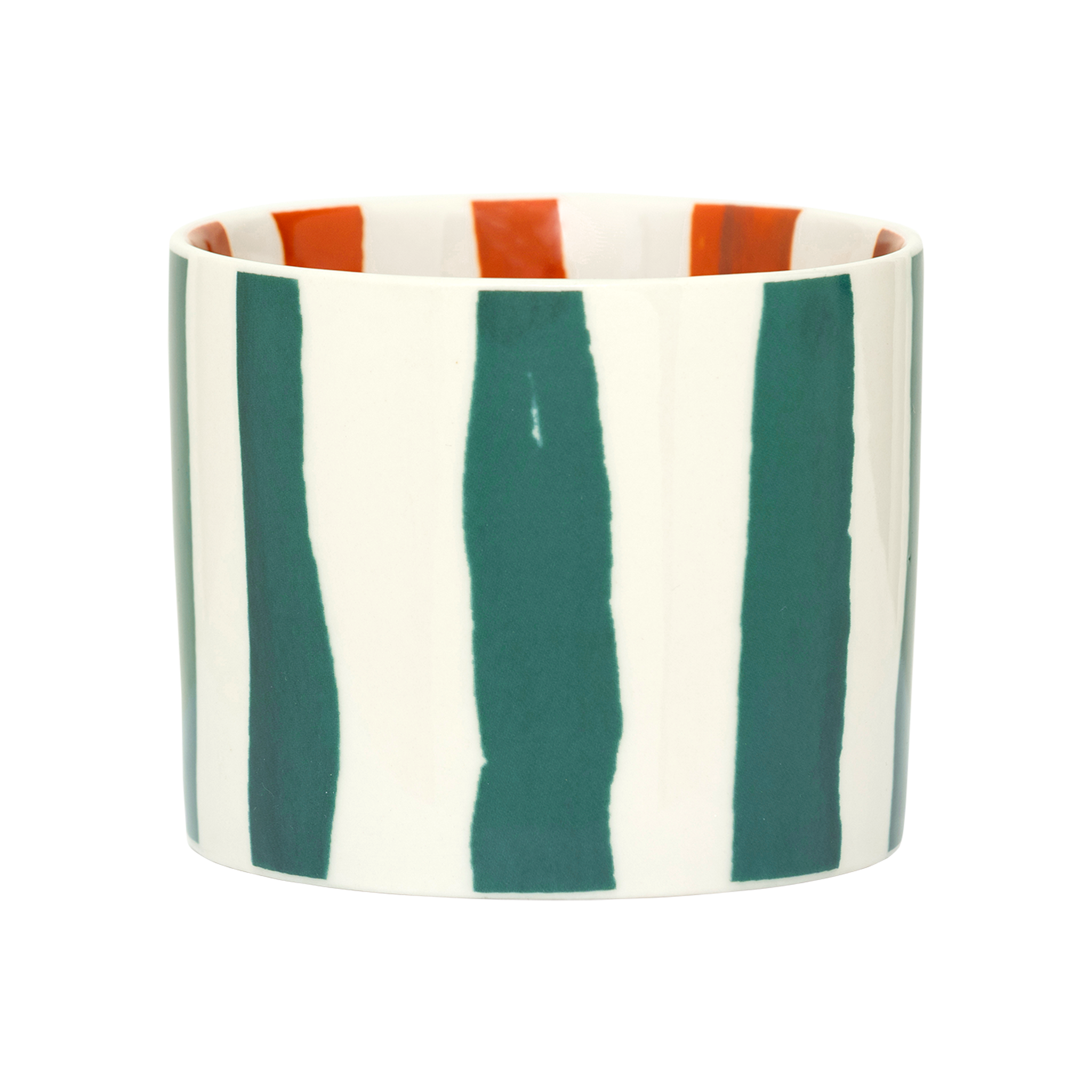 LINDA - Set 4 tazze a righe stampate all'interno e all'esterno verde, rosso