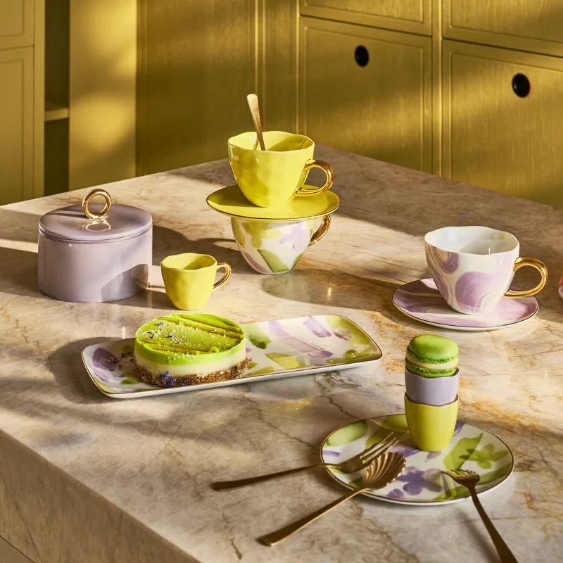 Good Morning - Confezione regalo due tazze da tè fantasia Kusha con piatti