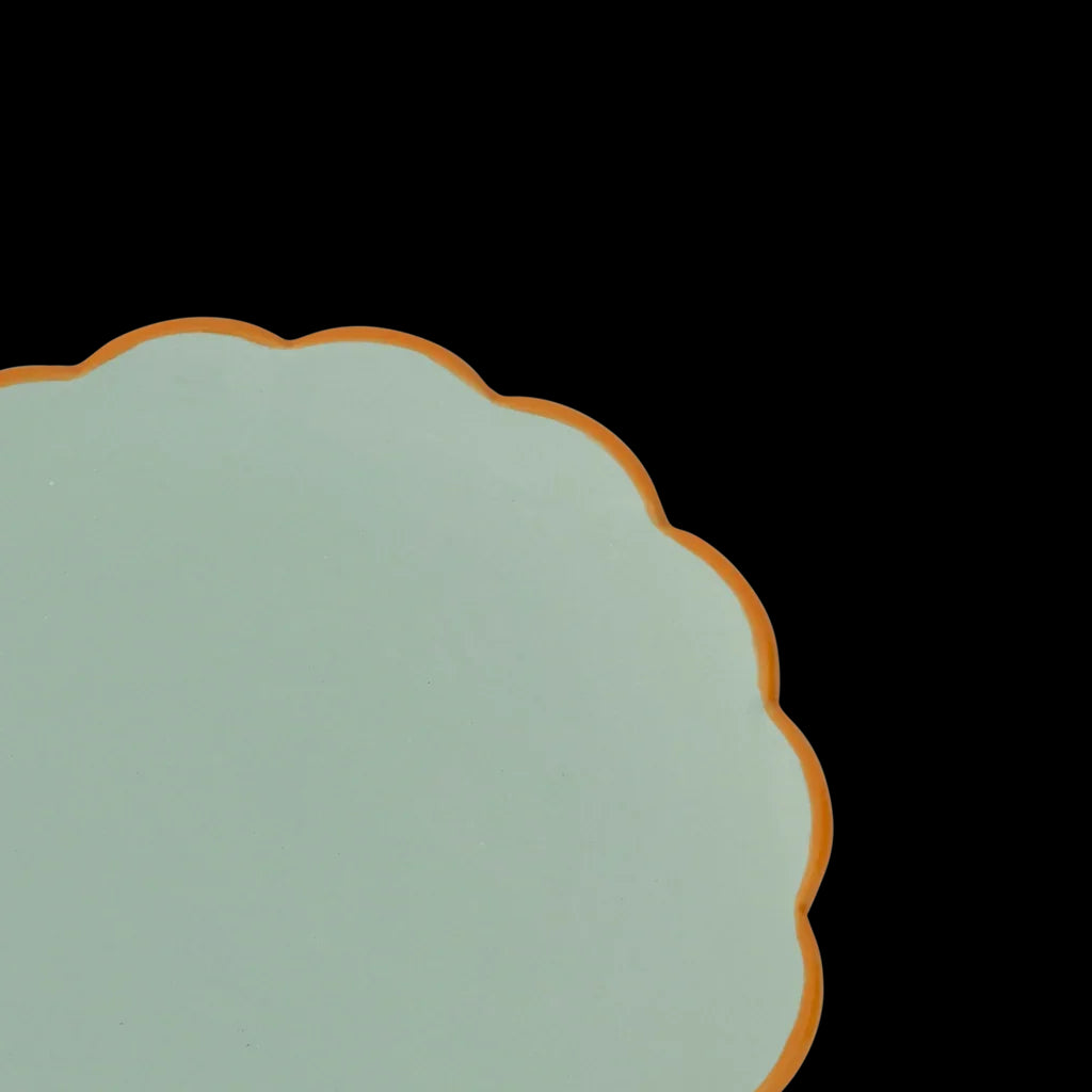 Good Morning - Piatto da dolce con bordo a fiore verde acqua