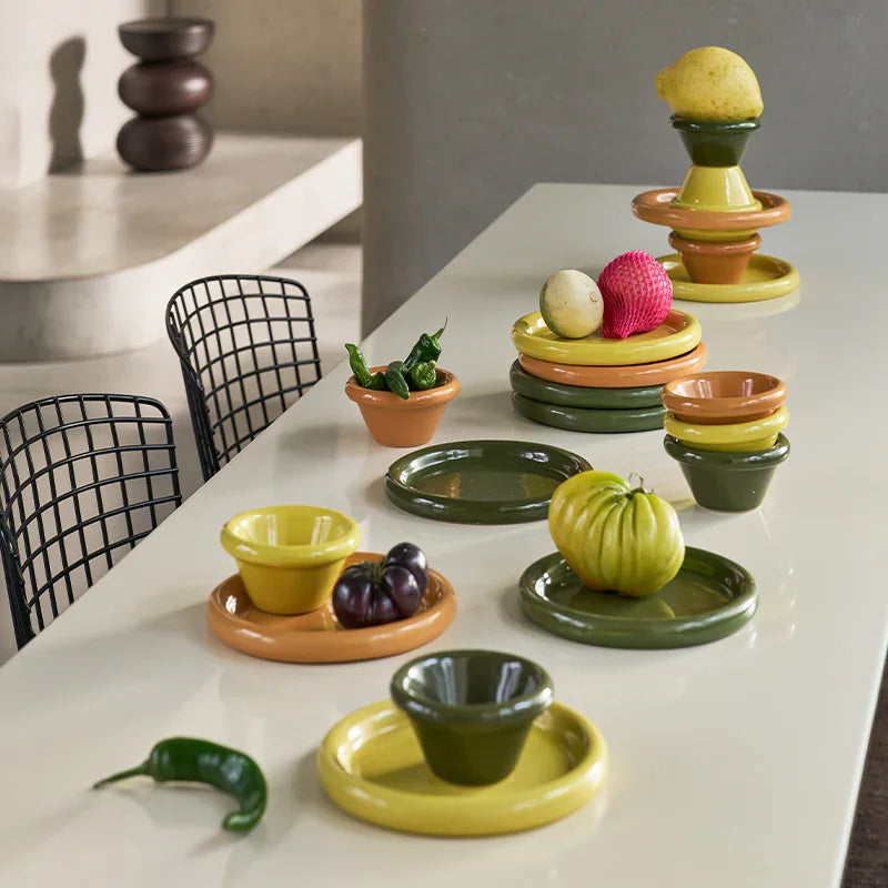 Curvada  - Set 2 piatti curvi, verde giallo acido