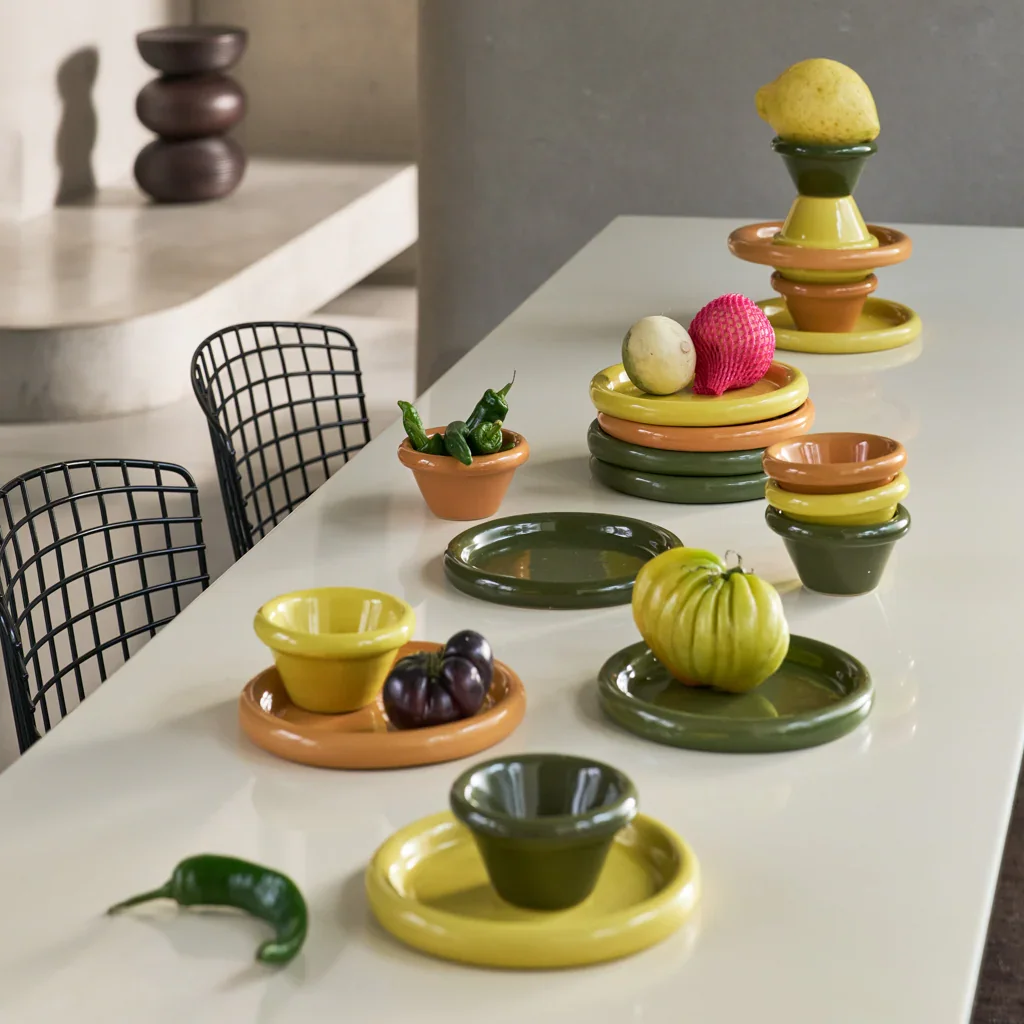 Curvada  - Set 2 piatti curvi, verde giallo acido