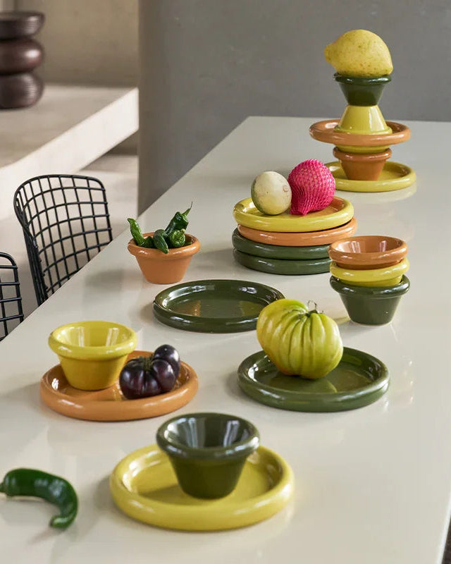 Curvada - set 2 piatti curvi, verde oliva