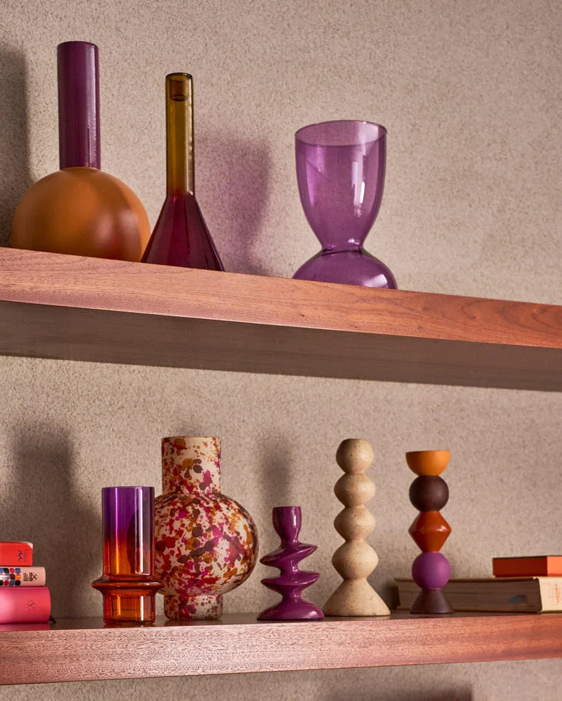 Tove - Porta candela in metallo smaltato viola