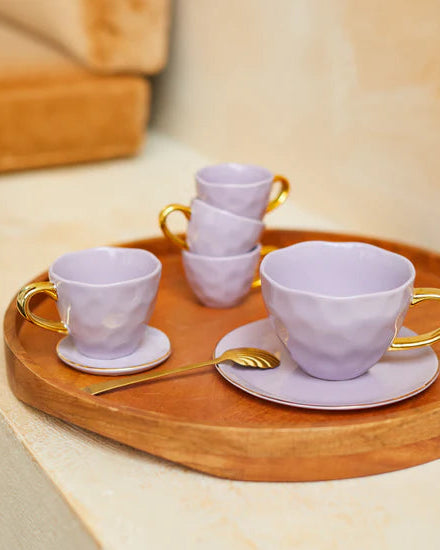 Good Morning - Set 4 piattini per tazza da caffè lilla, Ø9 cm