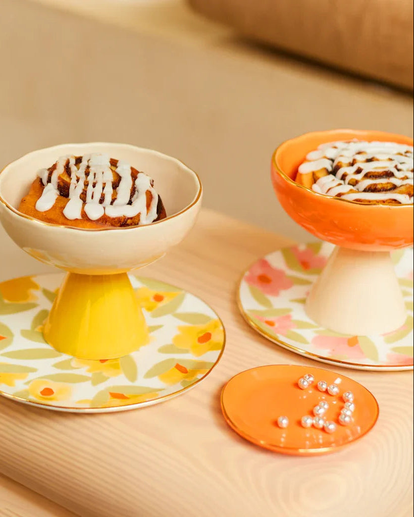 Good Morning - Set 2 piatti in ceramica fiori corallo, Ø17 cm