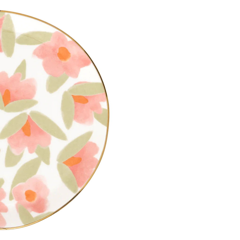 Good Morning - Set 2 piatti in ceramica fiori corallo, Ø17 cm
