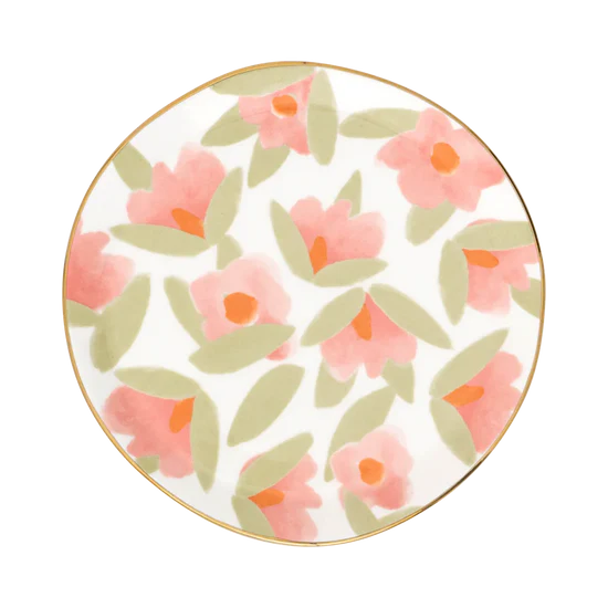 Good Morning - Set 2 piatti in ceramica fiori corallo, Ø17 cm