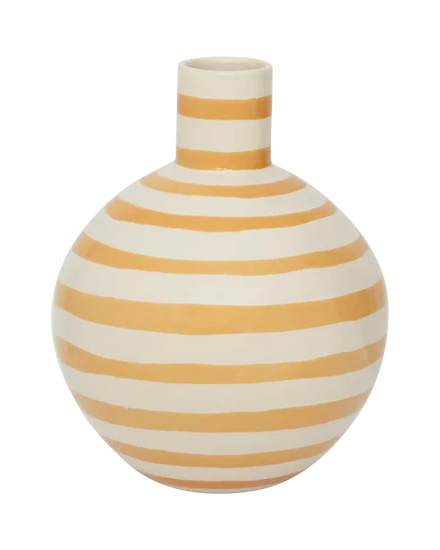 Amara - Vaso in ceramica a righe irregolari gialle