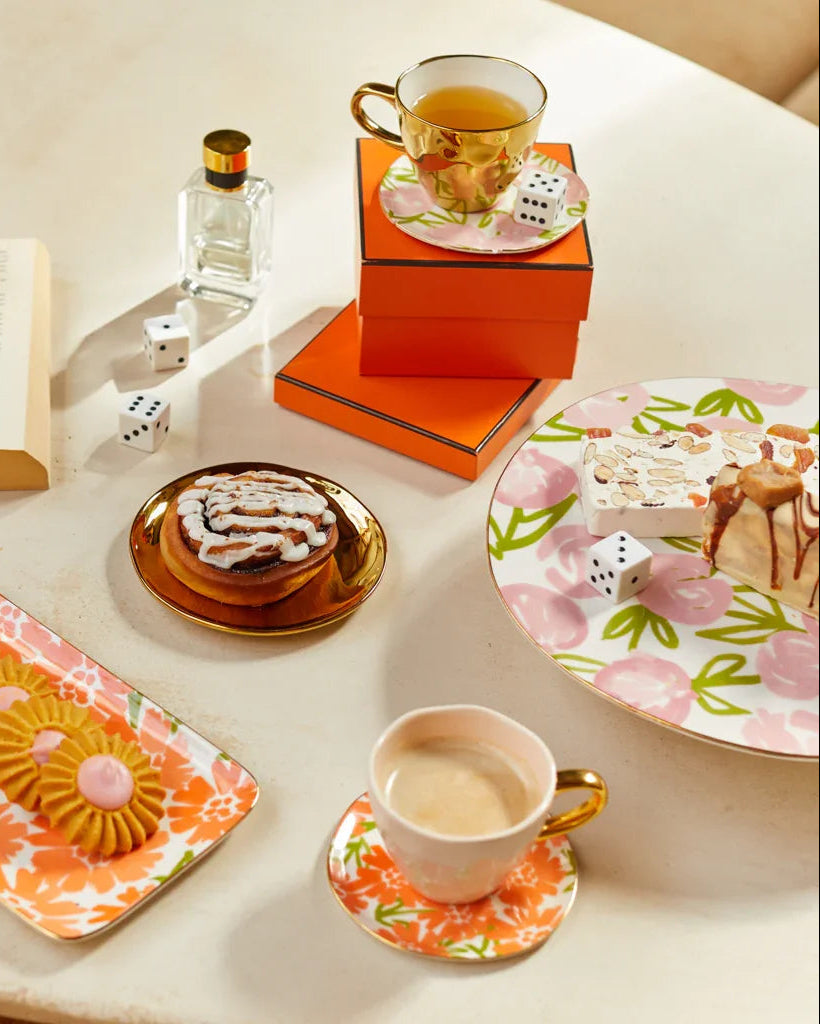 Good Morning - Set 2 piatti fiori rosa,  Ø 12 cm