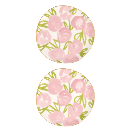 Good Morning - Set 2 piatti fiori rosa,  Ø 12 cm