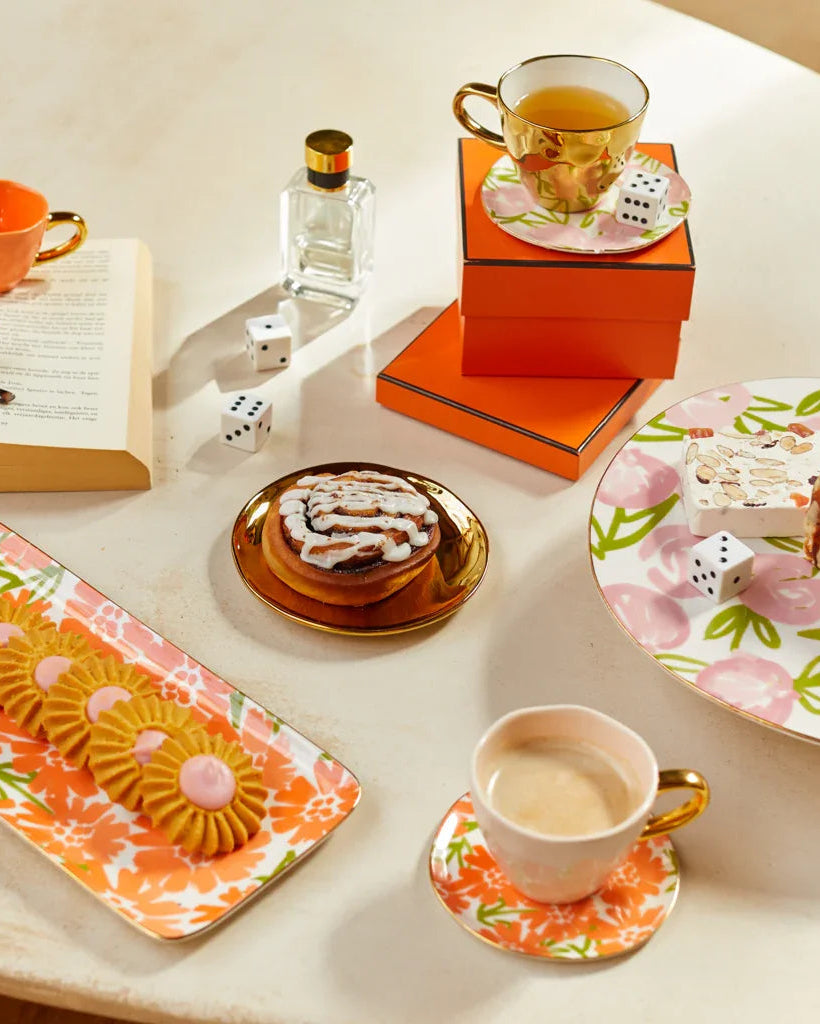 Good Morning - Set 2 piatti fiori arancioni, Ø12 cm