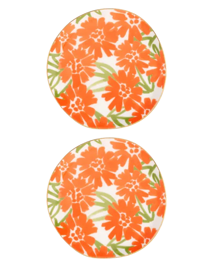 Good Morning - Set 2 piatti fiori arancioni, Ø12 cm