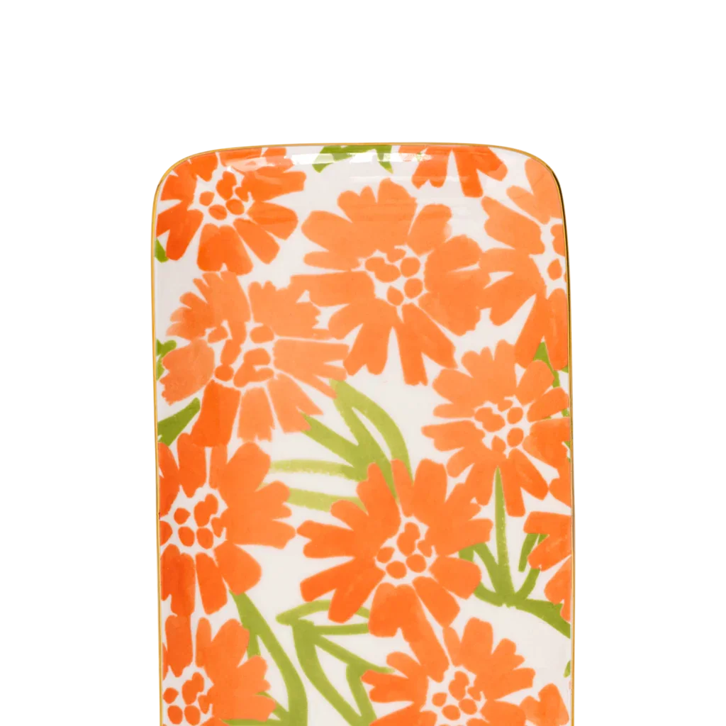 Good Morning -  piatto da torta, fiori arancioni