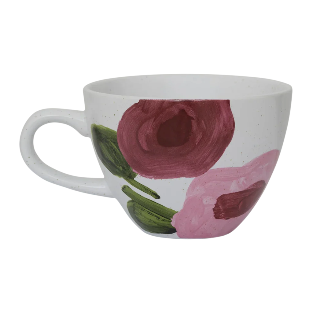 Hanako - Set di 2 tazze in ceramica a fiori dipinti a mano