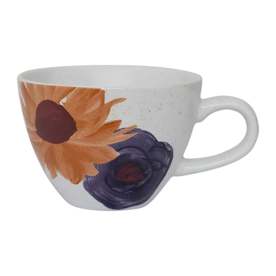 Hanako - Set di 2 tazze in ceramica a fiori dipinti a mano