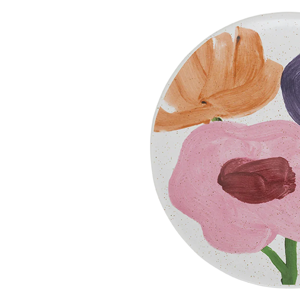 Hanako - Set 2 Piatti in ceramica dipinta a mano , Ø17 cm
