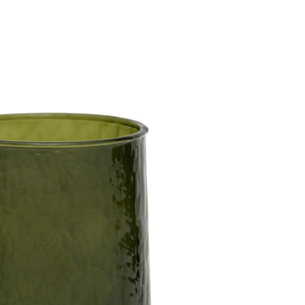 Palma - Set 4 bicchieri martellato in vetro riciclato verde