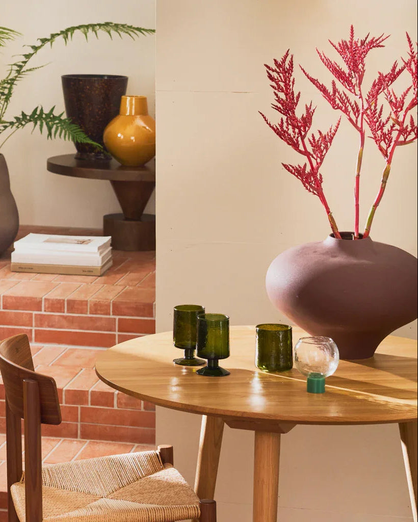 Palma - Set 2 bicchieri da vino in vetro riciclato martellato