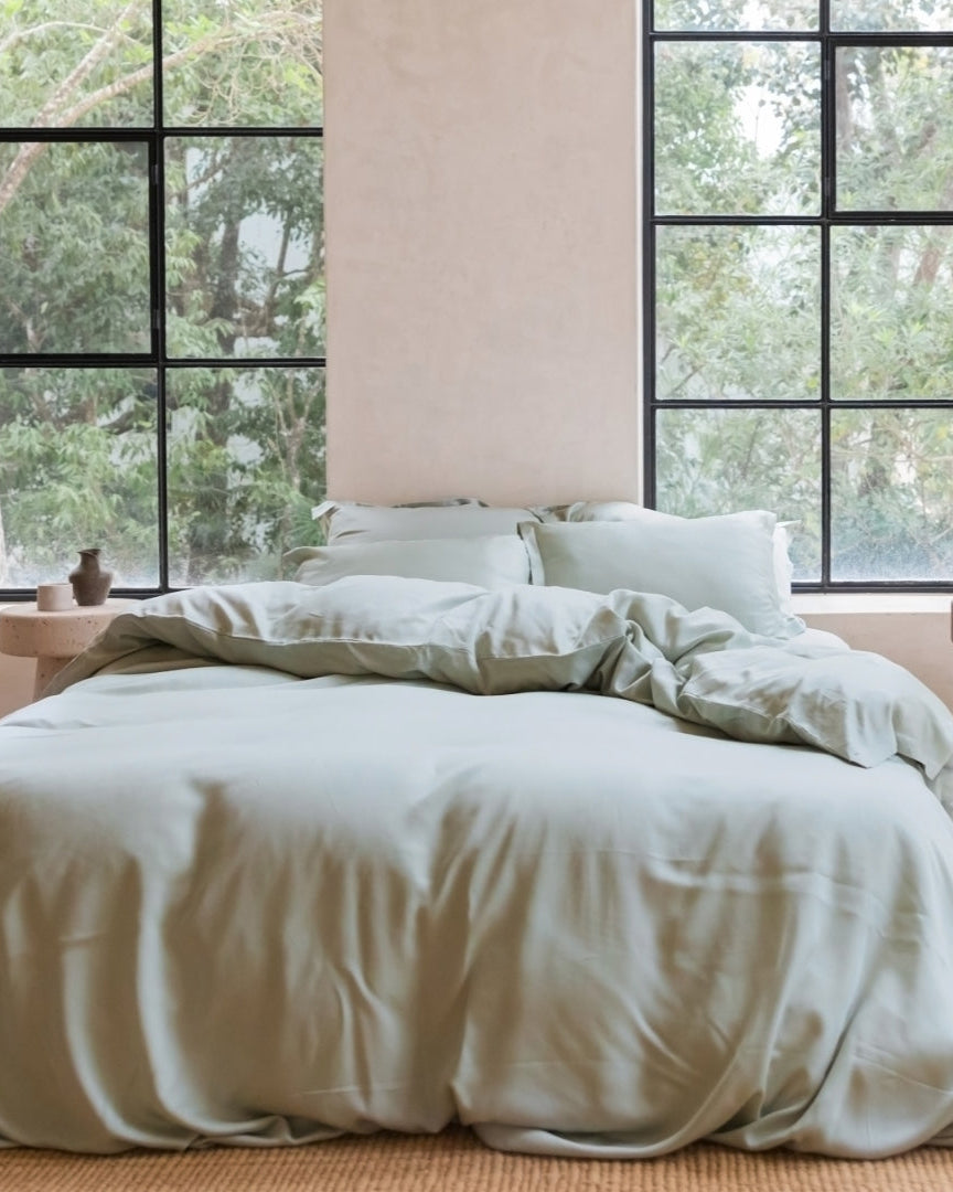 Tencel - Copripiumino in tencel verde grigio, 240 x 220