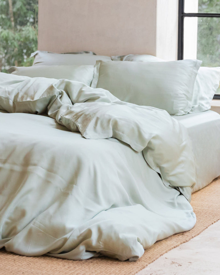 Tencel - Copripiumino in tencel verde grigio, 240 x 220