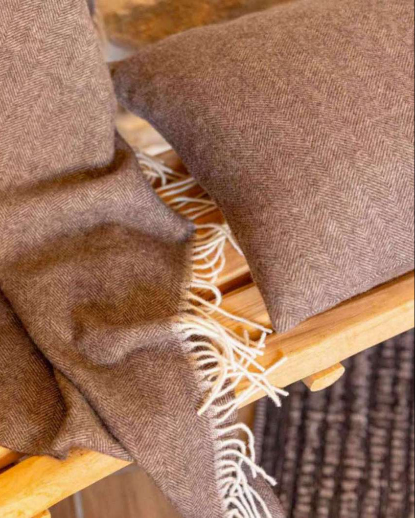 Carina - Cuscino in lana e cashmere Café, 40 X 65