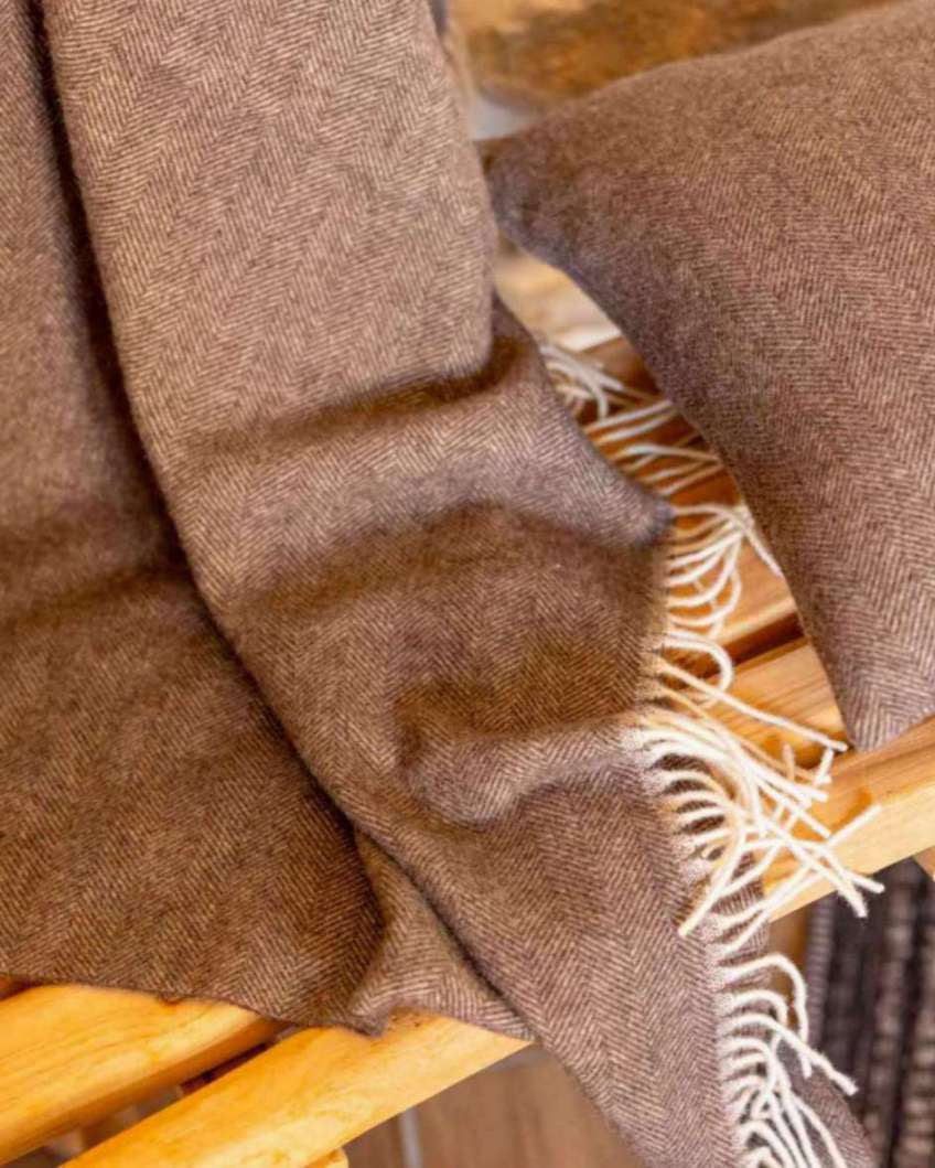 Carina - Plaid in lana e cashmere Café, 130 X 190