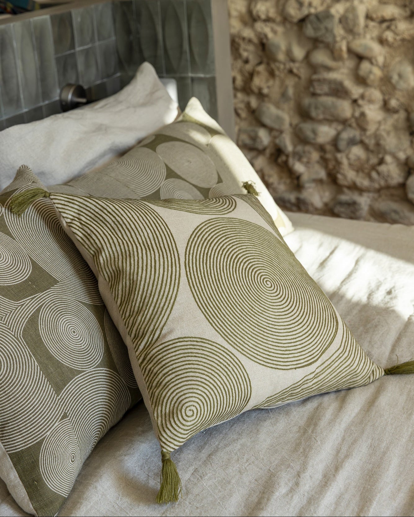 Cuscino ricamato Tito Naturel 45 X 45