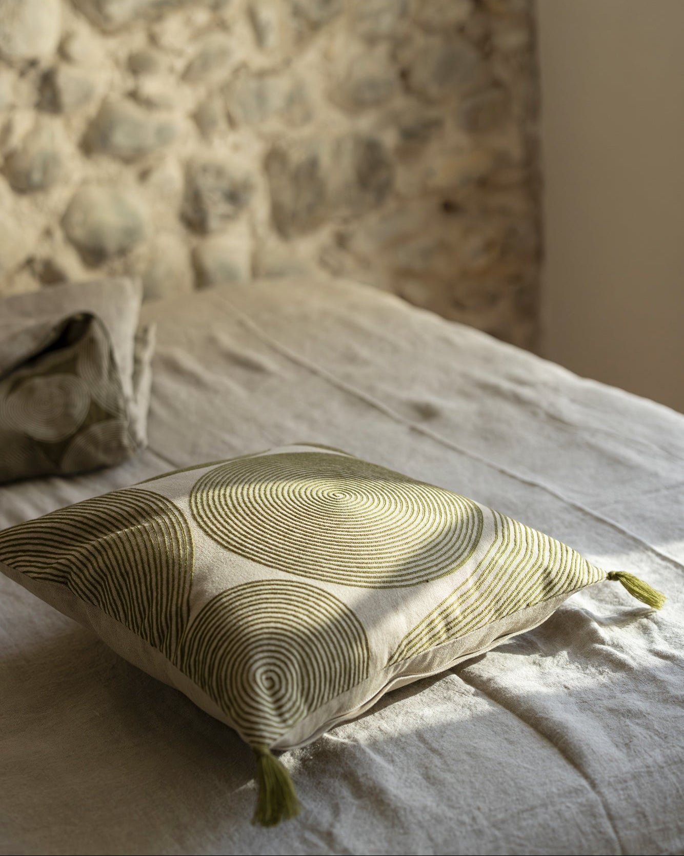 Cuscino ricamato Tito Naturel 45 X 45