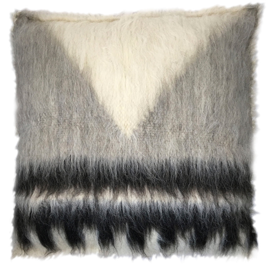 Triangle-  cuscino da pavimento in pura lana,   fantasia grigio - 90x90 cm