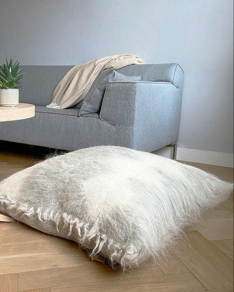 Diamond - cuscino da terra in pura lana grigio chiaro, 90 x 90 cm