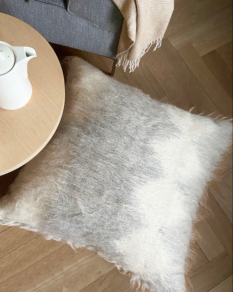Diamond - cuscino da terra in pura lana grigio chiaro, 90 x 90 cm