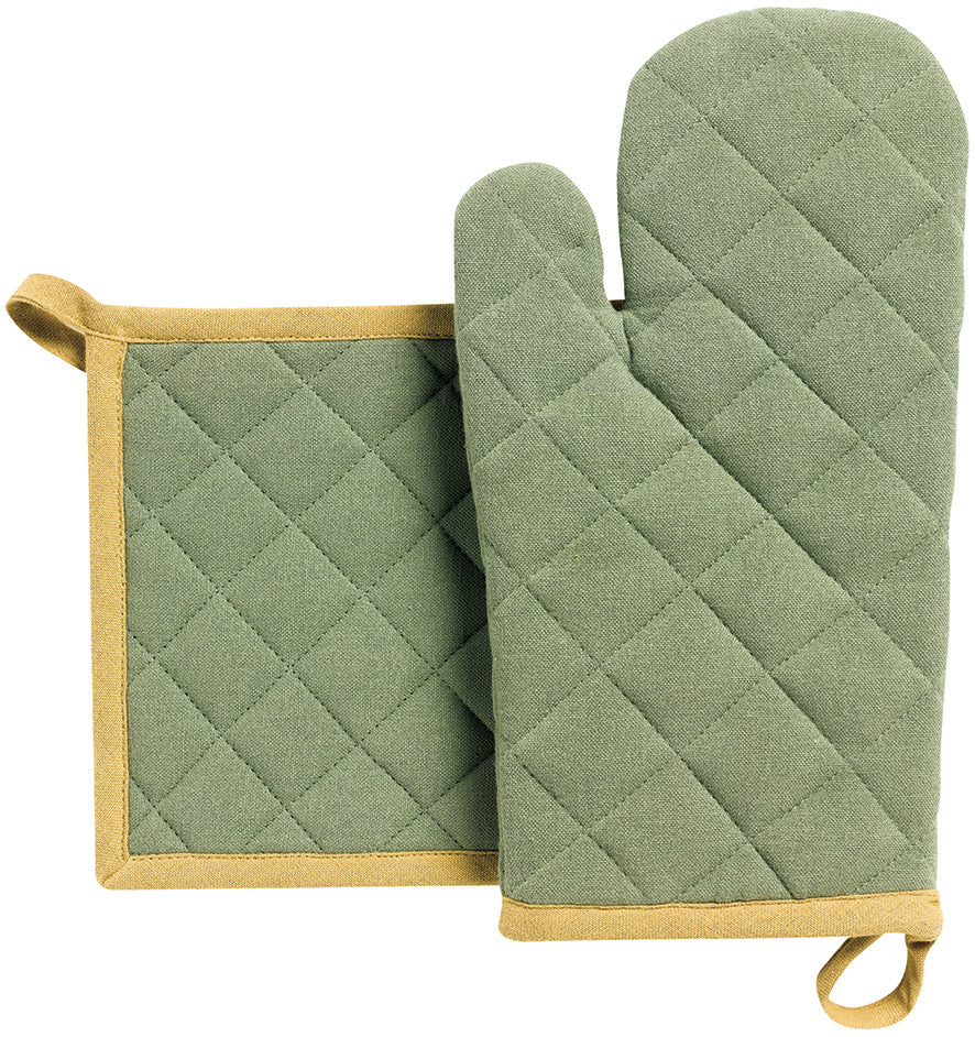 Set guanto da cucina/presina riciclato Grace Matcha 15 X 32