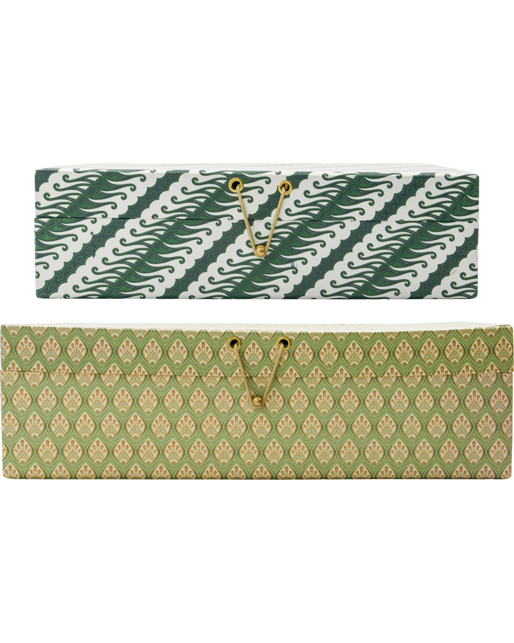 Keep - set due scatole decorate, fantasia verde