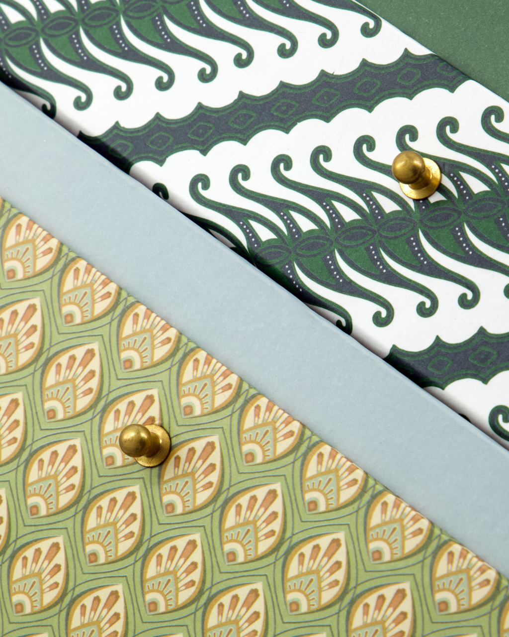 Keep - set due scatole decorate, fantasia verde