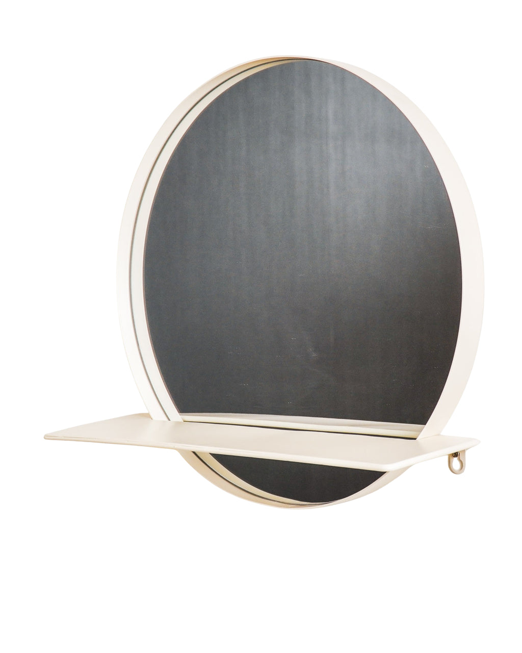 Round - Specchio Rotondo in metallo con mensola, sabbia, Ø40cm