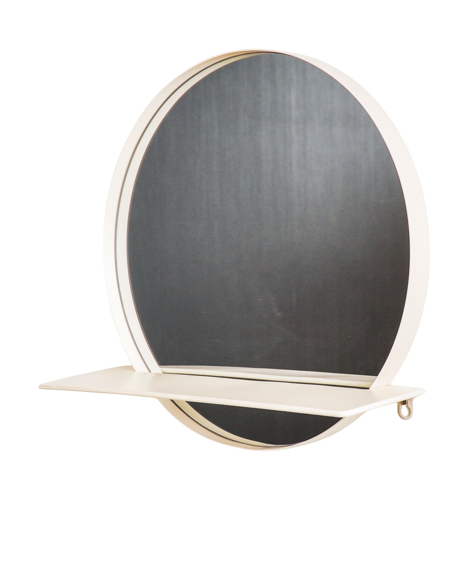 Round - Specchio Rotondo in metallo con mensola, sabbia, Ø40cm