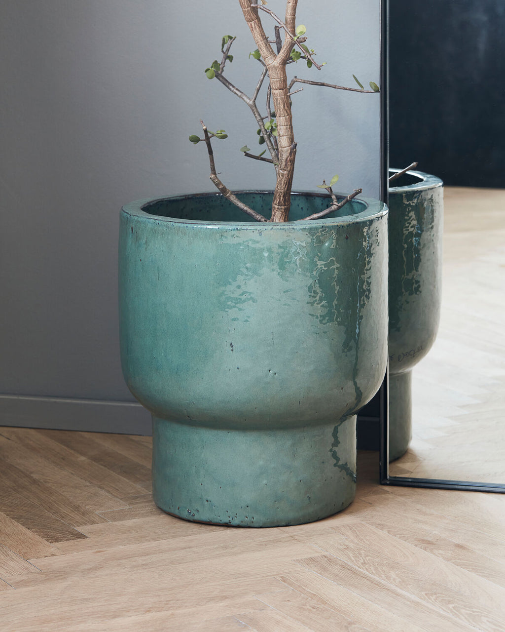 Terra - portavaso da esterno in terracotta verde acqua