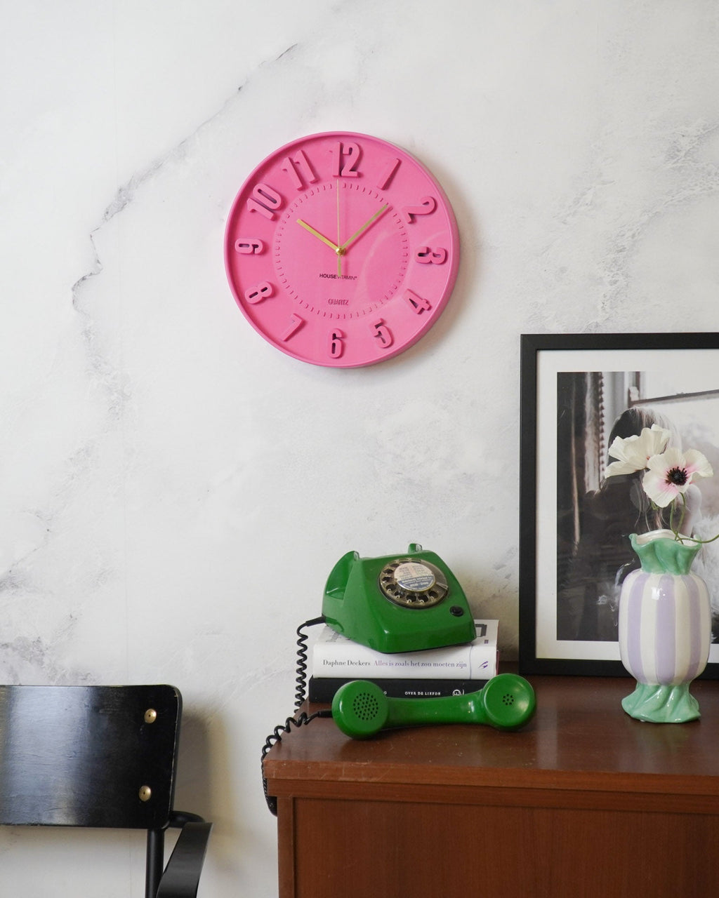 Neon - Orologio da parete fucsia