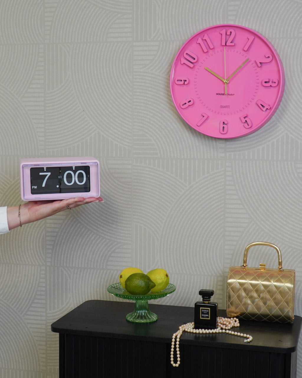 Neon - Orologio da parete fucsia