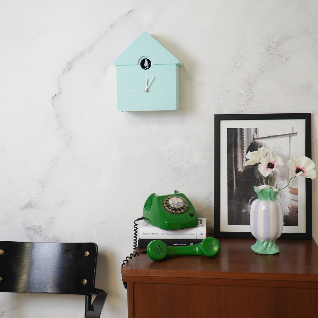 Cucù - Orologio a pendolo Cucù da parete- Verde menta- 24x27x9cm