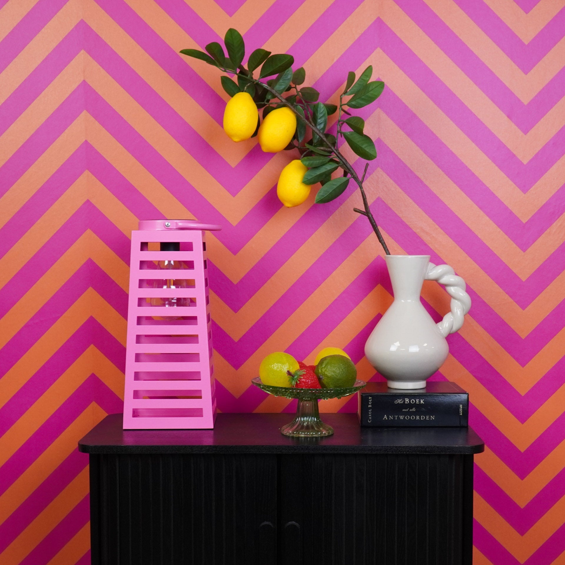 Tour  - Lanterna solare in metallo rosa