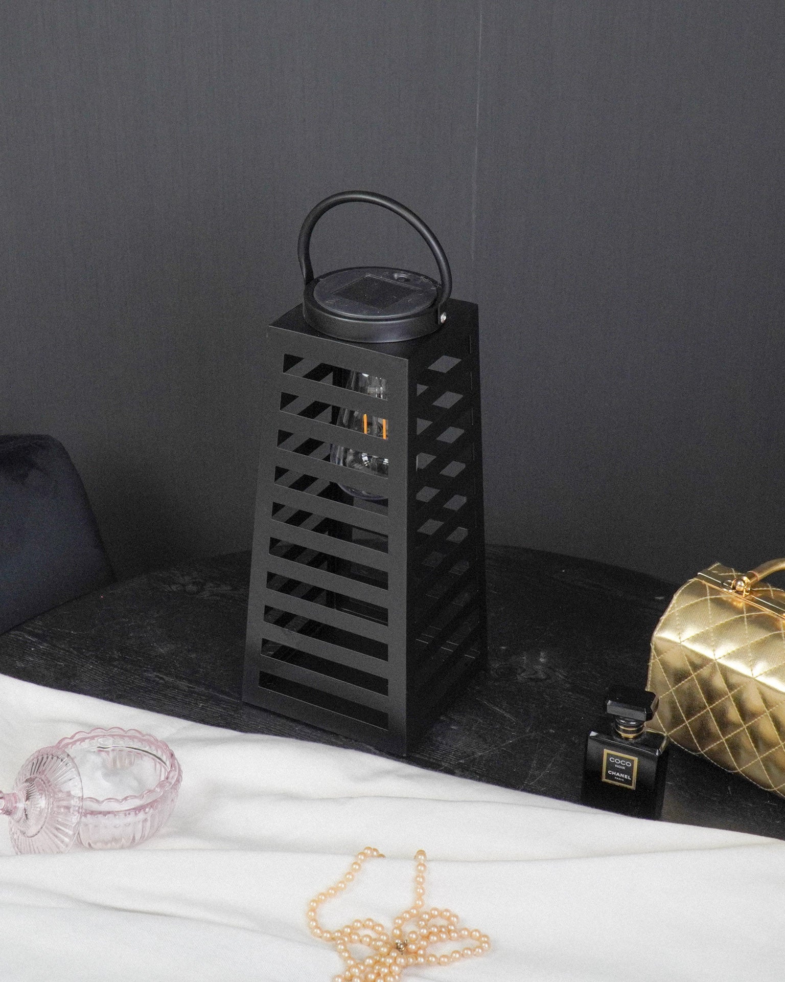 Tour - Lanterna solare in metallo, nero