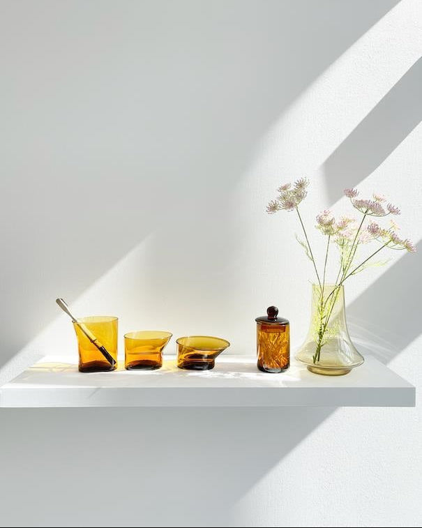 Cala - set accessori bagno in vetro giallo ambra