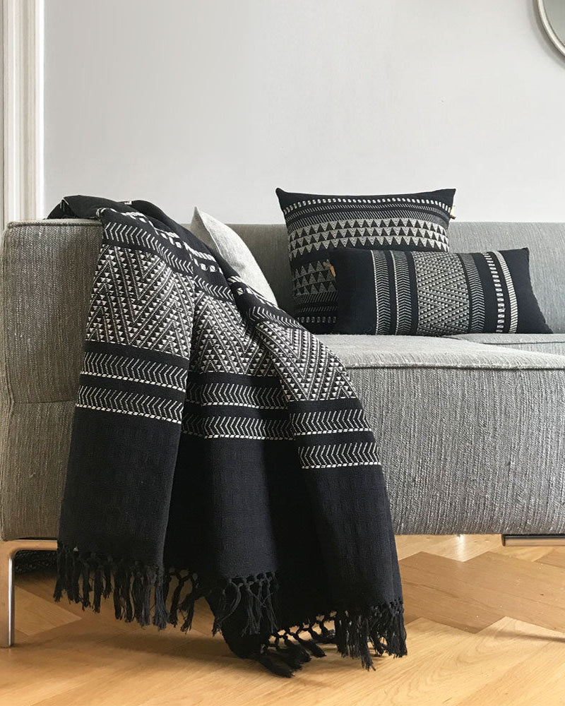 Native - cuscino nero in cotone, 60 x 60 cm