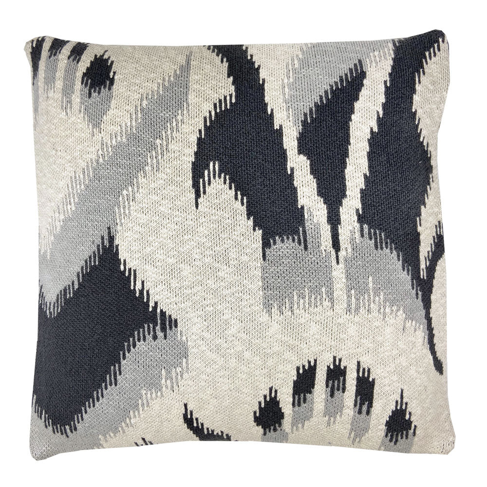 Ikat - cuscino antracite in cotone biologico, 50x50 cm